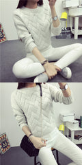 Dropped Shoulder Scoop 3/4 Sleeves Solid Pullover Sweater - Oh Yours Fashion - 6