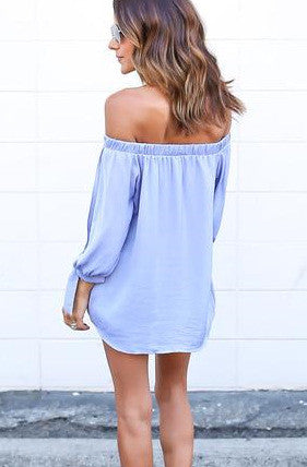 Off-shoulder Split Casual Pure Color Long Sleeves Blouse - Oh Yours Fashion - 5