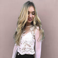 Lace Mesh Patchwork Long Sleeves Scoop Embroidery  Blouse - Oh Yours Fashion - 1