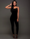 Spaghetti Strap Pure Color Backless Long Slim Jumpsuit - Oh Yours Fashion - 5