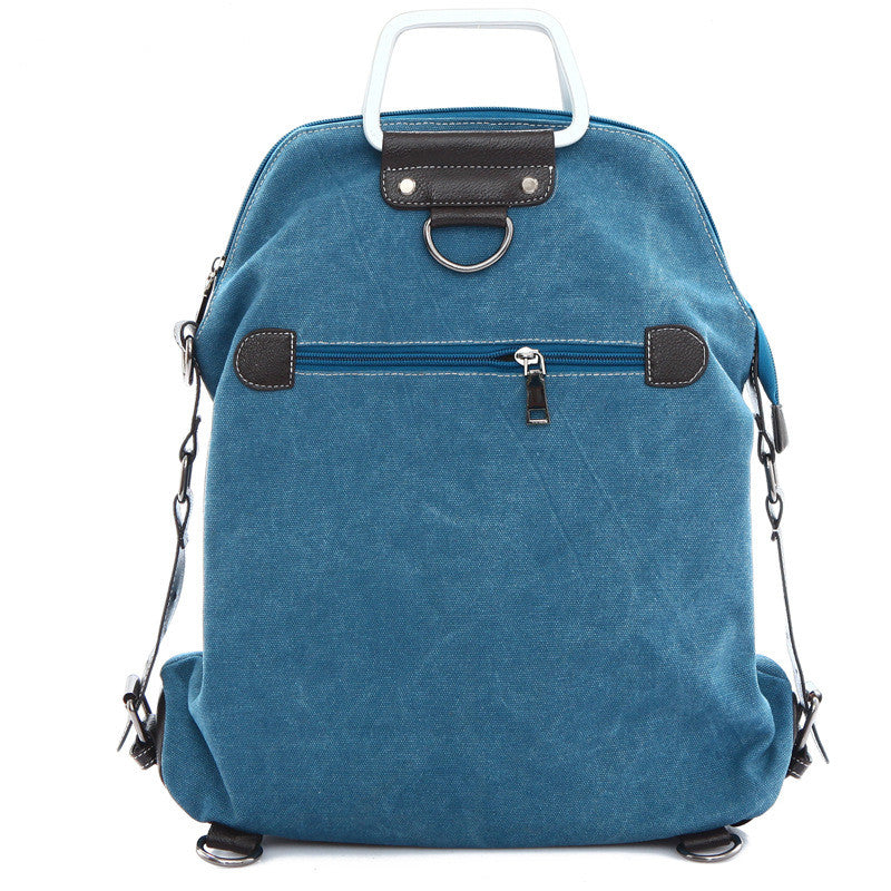 Foldable Pure Color Leather Hardware Canvas Backpack - Oh Yours Fashion - 7