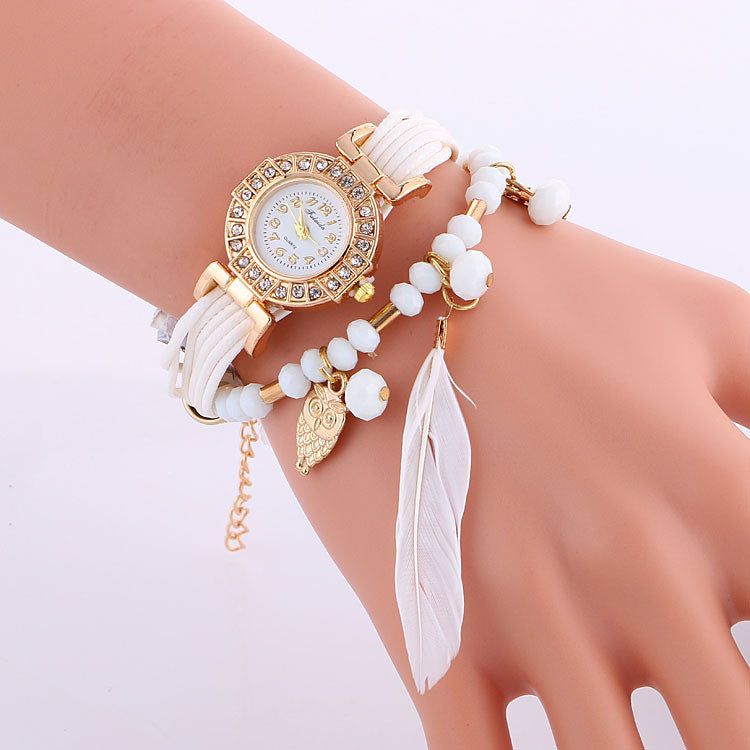 Popular Beads Feathers Quartz Watch - Oh Yours Fashion - 1
