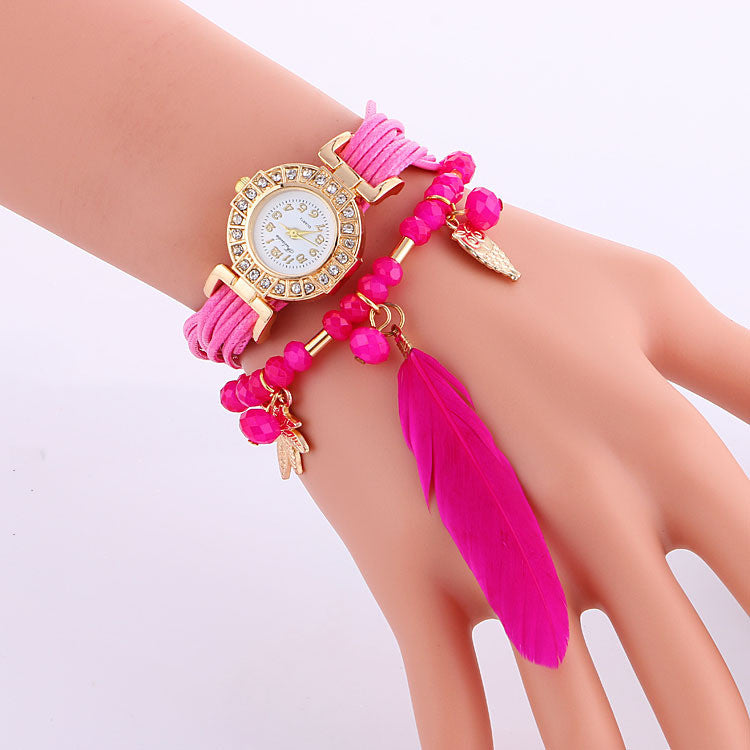 Popular Beads Feathers Quartz Watch - Oh Yours Fashion - 5