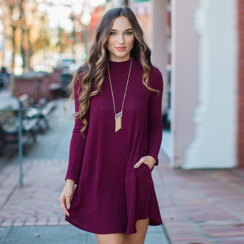 Fashion Loose Style Ribbed-Knit Short Sweater Dress - Oh Yours Fashion - 1