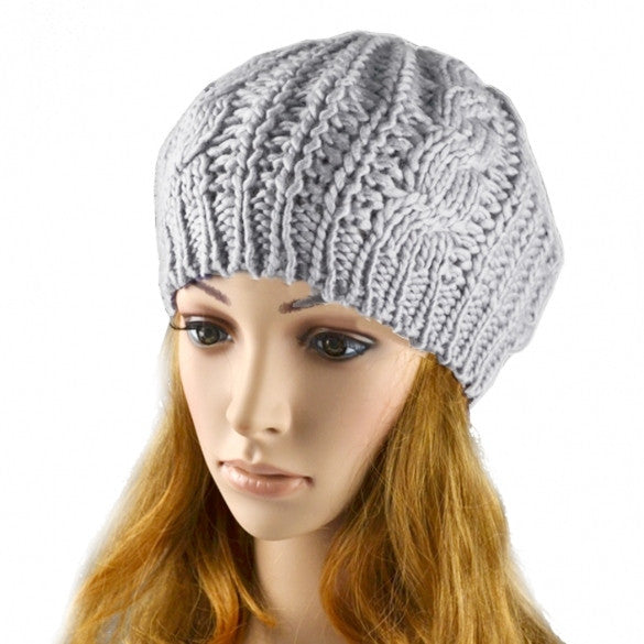 Women Beret Braided Baggy Beanie Crochet Hat Ski Cap - Oh Yours Fashion - 1