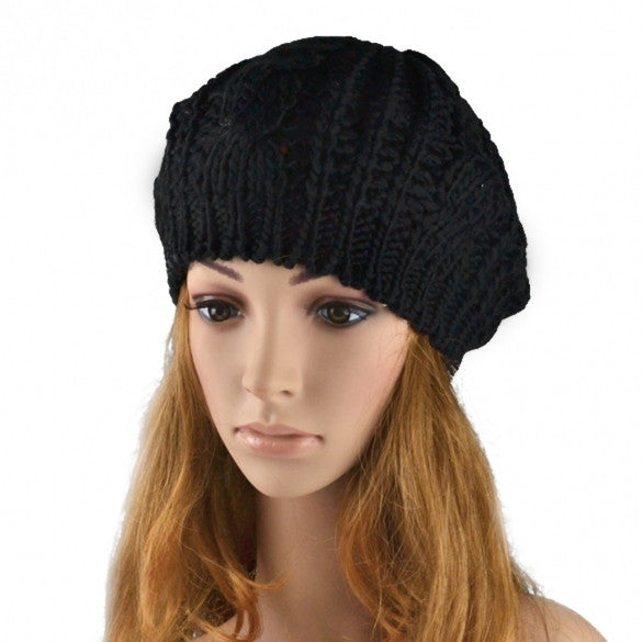 Women Beret Braided Baggy Beanie Crochet Hat Ski Cap - Oh Yours Fashion - 1