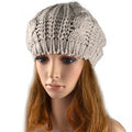 Women Beret Braided Baggy Beanie Crochet Hat Ski Cap - Oh Yours Fashion - 3