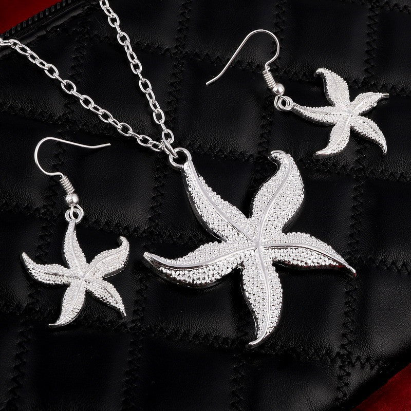 2016 Female Necklace and Earrings Silver Starfish Jewelry Set - Oh Yours Fashion - 2