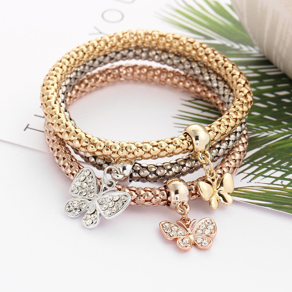 Crystal Butterfly Three Color Bounce Bracelet - Oh Yours Fashion - 3