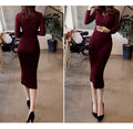Fashion Ribbed High Neck Long Sleeve Knit Long Sweater - Oh Yours Fashion - 8