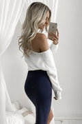 V-neck Long Sleeves Casual Striped Sexy Pure Color Knit Blouse - Oh Yours Fashion - 3