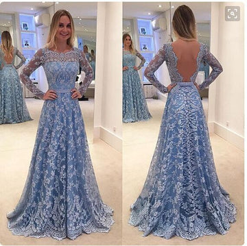 Charming Lace Patchwork Backless Long Sleeve Long Party Wedding Dress - Oh Yours Fashion - 1