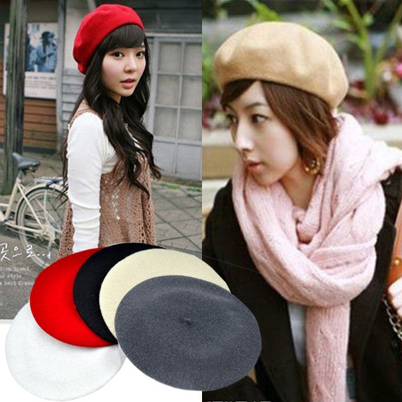 5 Colors New Fashion Wool Warm Women Beret Beanie Hat Cap Hot - Oh Yours Fashion - 1