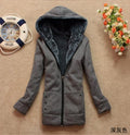 Hooded Thick Long Sleeves Pure Color Slim Mid-length Coat - Oh Yours Fashion - 5