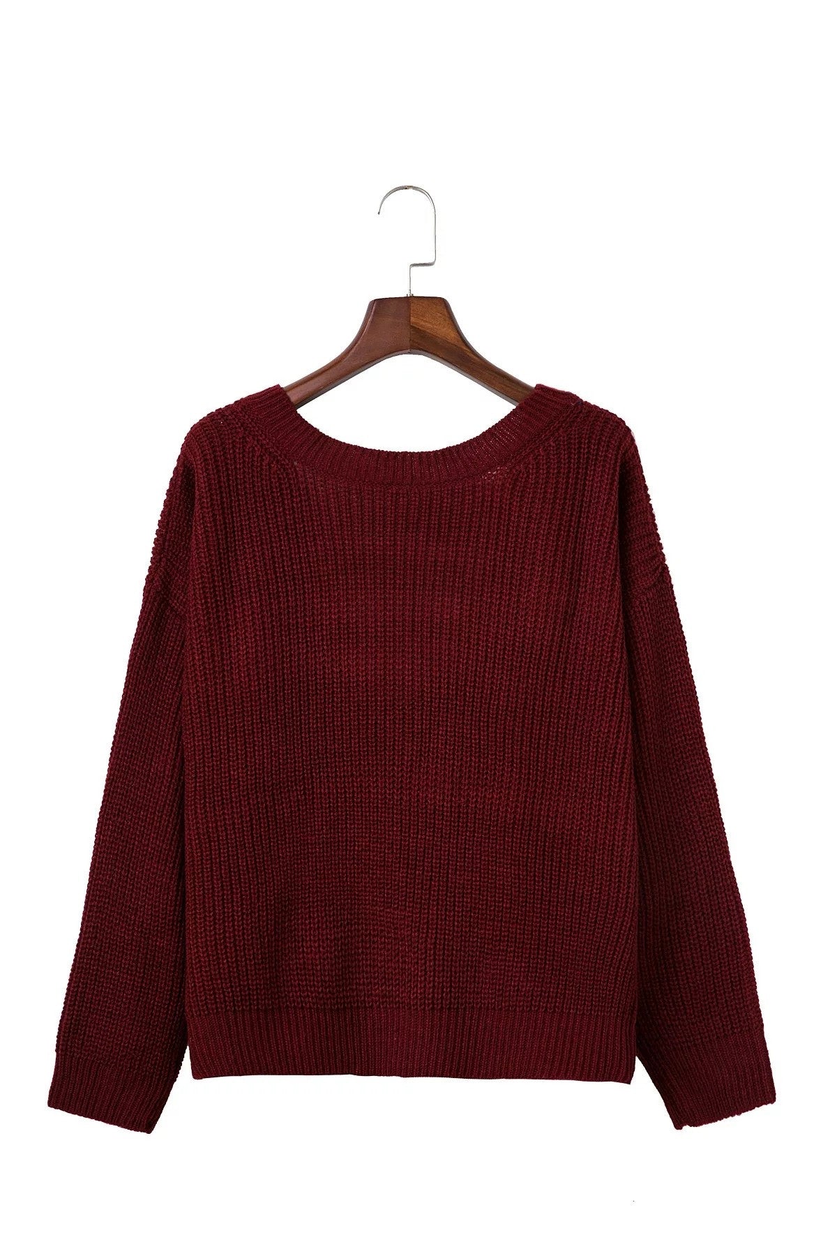 Sexy Deep V Neck Knitting Sweater - Oh Yours Fashion - 8