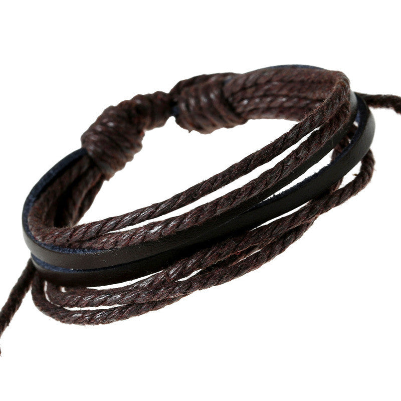 Leisure Hand Woven Leather Bracelet - Oh Yours Fashion - 2