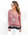Fashion Pink Tie-Dye Leaking Print Long Sleeve Blouse - Oh Yours Fashion - 4