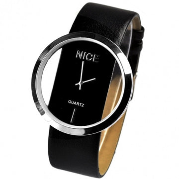 Synthetic Leather Transparent Dial Lady Wrist Watch - Oh Yours Fashion - 1