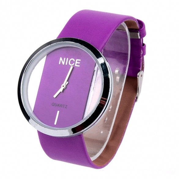 Synthetic Leather Transparent Dial Lady Wrist Watch - Oh Yours Fashion - 6