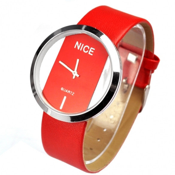 Synthetic Leather Transparent Dial Lady Wrist Watch - Oh Yours Fashion - 7