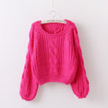 Cable Knit High-waist Loose Short Pullover Sweater - Oh Yours Fashion - 6
