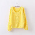 Cable Knit High-waist Loose Short Pullover Sweater - Oh Yours Fashion - 3