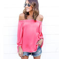 Off-shoulder Split Casual Pure Color Long Sleeves Blouse - Oh Yours Fashion - 7