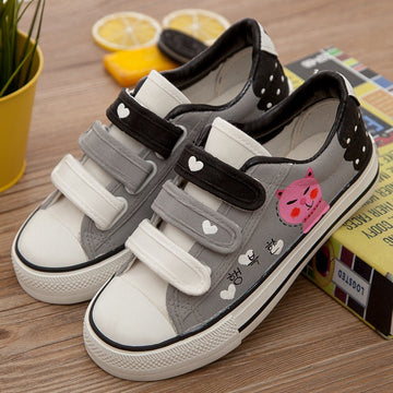 Sweet Velcro Hand-Painted Print Canvas Sneakers - Oh Yours Fashion - 1