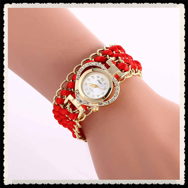 Personality Crystal Heart Adjustable Woven Watch - Oh Yours Fashion - 1