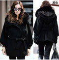 Wool Collar Long Sleeves Slim Wool Coat With Belt - Oh Yours Fashion - 1