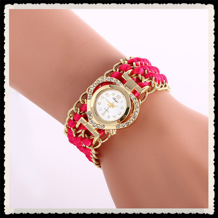 Personality Crystal Heart Adjustable Woven Watch - Oh Yours Fashion - 5