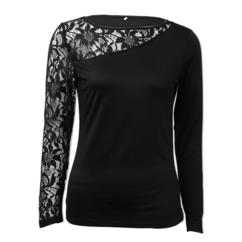 Personality Black Lace Patchwork Long Sleeve Blouse - Oh Yours Fashion - 4