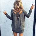 Irregular Hollow-Out Criss Cross Back Sweater - Oh Yours Fashion - 4