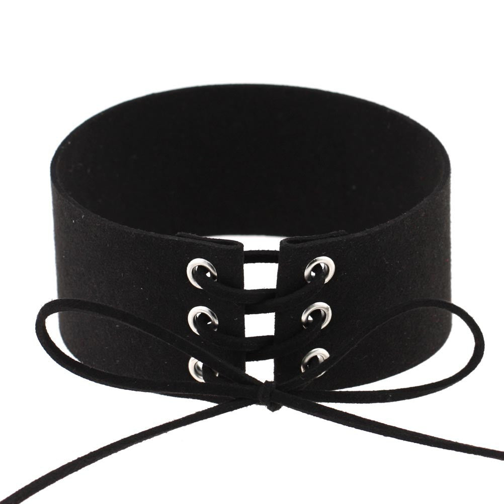 Exaggerated Wide Velvet Lace-Up Collars Necklace - Oh Yours Fashion - 1