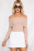 Sexy Off Shoulder Slim Ribbed Long Sleeve Knit Sweater - Oh Yours Fashion - 7