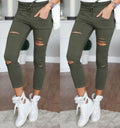 Fashion Ripped Draw String Waist Cotton Pencil Pants - Oh Yours Fashion - 9