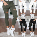 Fashion Ripped Draw String Waist Cotton Pencil Pants - Oh Yours Fashion - 1