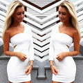White Long Sleeve Wrapped One Shoulder Bodycon Dress - Oh Yours Fashion - 3