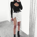Long Sleeve Sexy Cross Halter Short Blouse - Oh Yours Fashion - 4