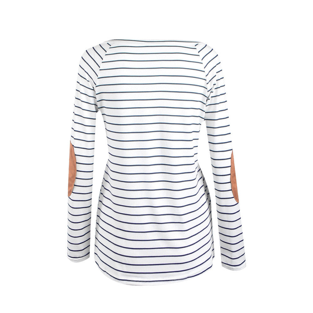 Fashion Stripe Print V Neck Long Sleeve Blouse - Oh Yours Fashion - 5