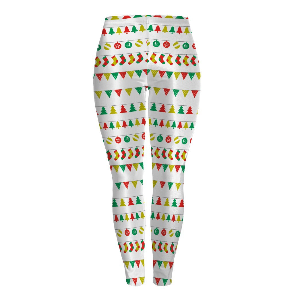Women Digital Color Print Mid Waist Skinny Christmas Party Legging