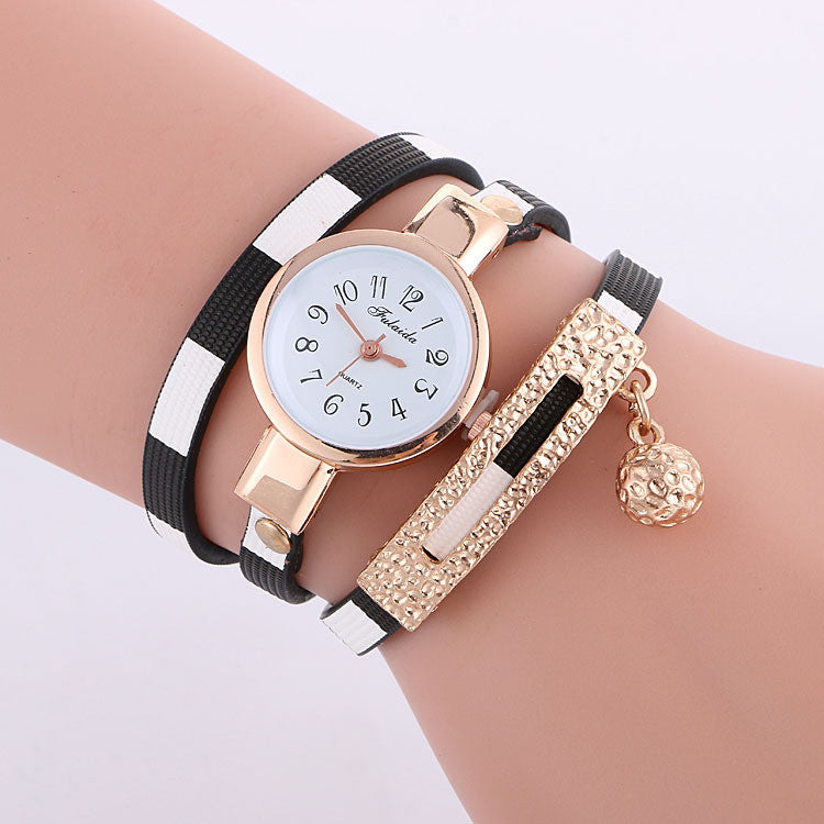 Stripe Strap Bead Pendant Watch - Oh Yours Fashion - 3