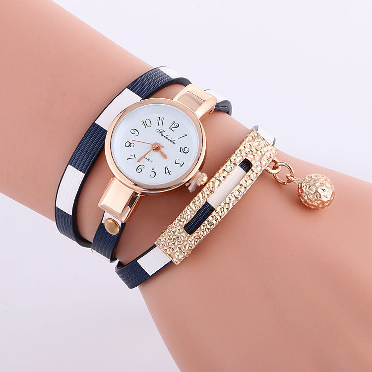 Stripe Strap Bead Pendant Watch - Oh Yours Fashion - 1