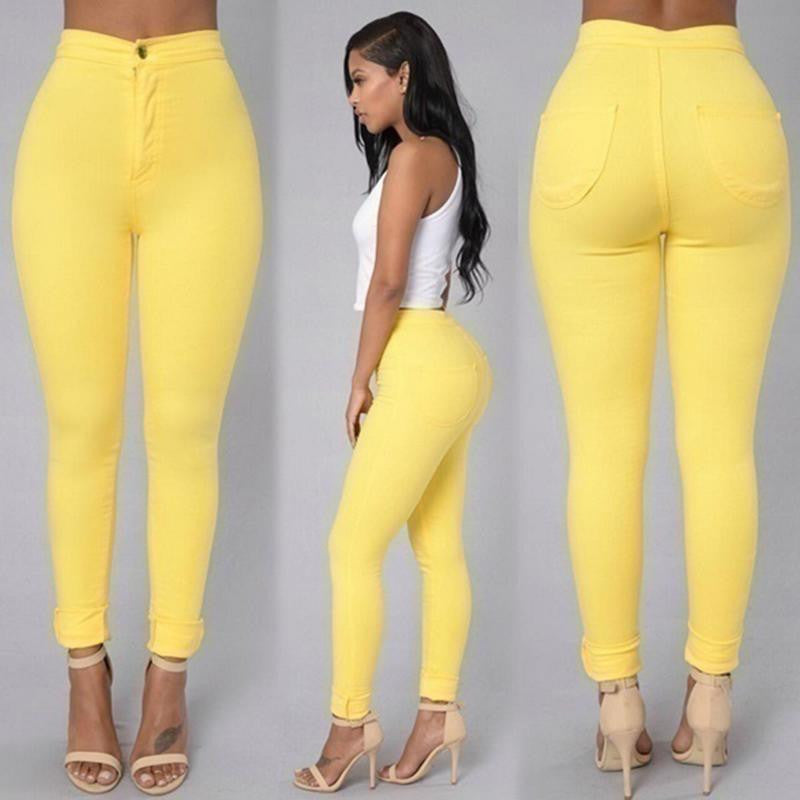 Candy Color High Waist Back Pockets Pencil Pants - Oh Yours Fashion - 6