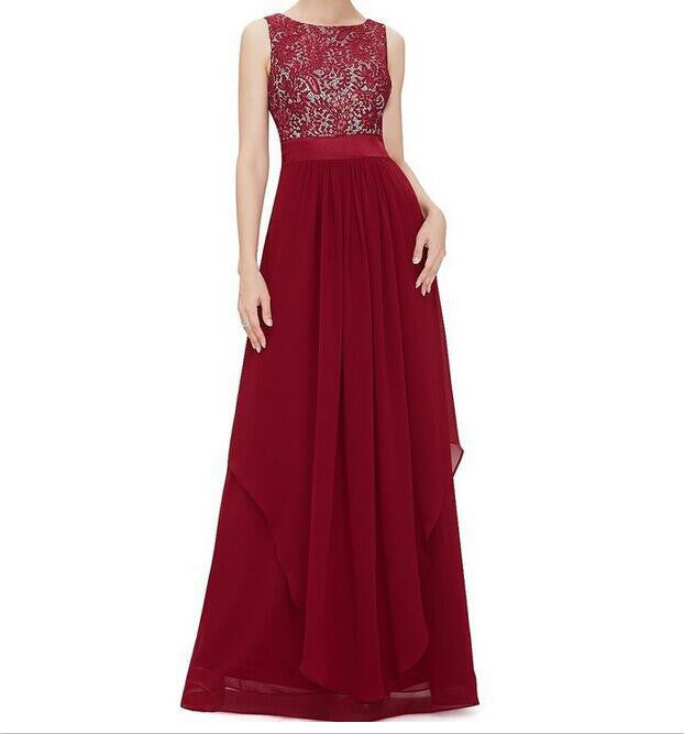 Beautiful Chiffon Stitching Lace Sleeveless Party Long Dress - Oh Yours Fashion - 4