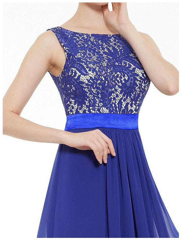 Beautiful Chiffon Stitching Lace Sleeveless Party Long Dress - Oh Yours Fashion - 9