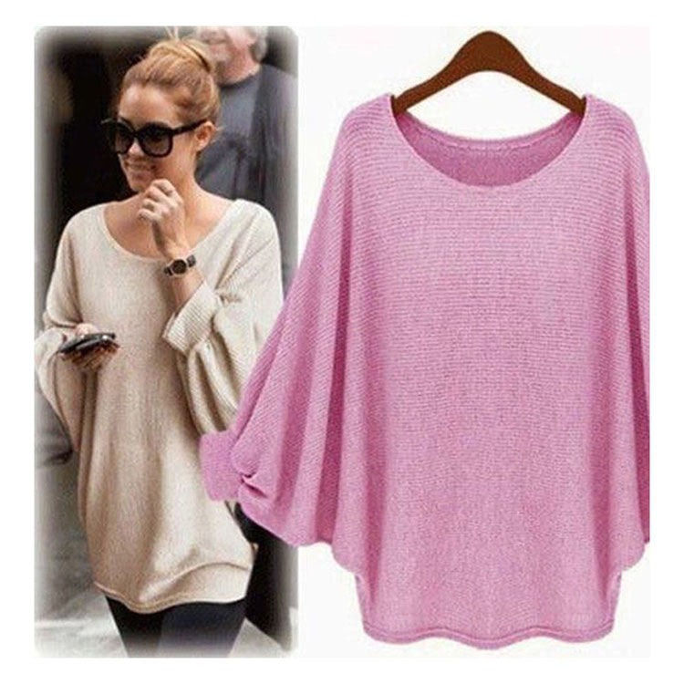 Fashion Batwing Sleeve Scoop Loose Candy Color Sweater - Oh Yours Fashion - 5