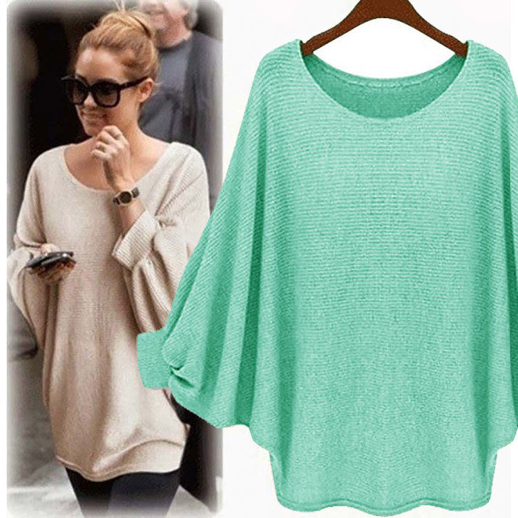 Fashion Batwing Sleeve Scoop Loose Candy Color Sweater - Oh Yours Fashion - 7