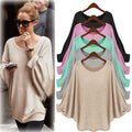 Fashion Batwing Sleeve Scoop Loose Candy Color Sweater - Oh Yours Fashion - 1