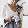 Sexy White Long Sleeve Crop Top Sweater - Oh Yours Fashion - 9